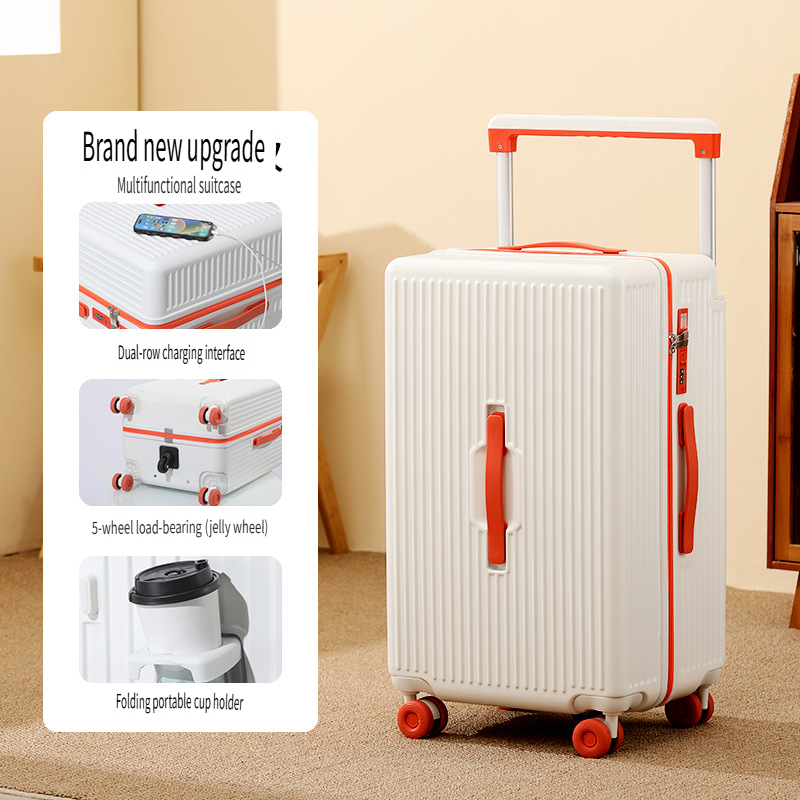 Porte-gobelet USB à levier large blanc sur orange