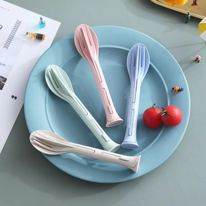 Juego de Cubiertos Apilables de Paja de Trigo, 3 Piezas, Cuchillo, Tenedor y Cuchara Portátiles y Ecológicos para Viajes, Escuela, Oficina, Campamento y Picnic - Product Image 1