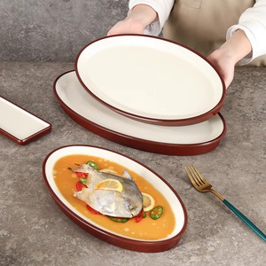 Xiangyuan <b>melamine</b> oval fish <b>plate</b> tableware platter for hotels, restaurants, and commercial use. - Product Image 2