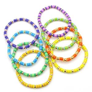 Popular <strong>Beaded</strong> Neon <strong>Bracelet</strong> for Women Rainbow Tile <strong>Bracelet</strong> DIY Enamel Tube Stretch <strong>Bracelet</strong> - Product Image 4