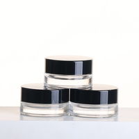 Emballage en verre pour soins de la peau 5g, transparent, givré, crème cosmétique, pot vide rechargeable, pot pour crème pour le visage avec couvercle noir
