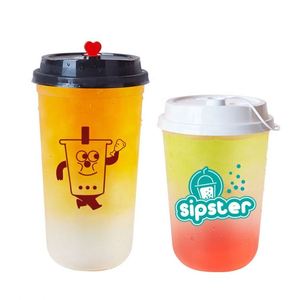 Gobelets transparents en forme de U avec logo personnalisé, épais, réutilisables, en PP injecté, pour smoothies, thé au lait Boba, boissons aux bulles, avec couvercles - Product Image 4