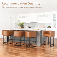Tabouret de bar haut de gamme au design moderne avec accoudoirs en PU et structure en acier pour la maison, la cuisine, l'extérieur, les restaurants, les centres commerciaux et les halls