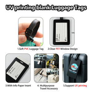 <span class=keywords><strong>Étiquettes</strong></span> de <span class=keywords><strong>bagages</strong></span> vierges en PVC/PET avec sangle réglable, prêtes <span class=keywords><strong>à</strong></span> être expédiées, impression UV personnalisée pour compagnies aériennes, cadeau pour passagers - Product Image 2
