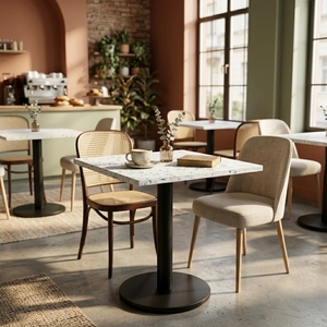 Table basse carrée moderne en marbre avec base en métal noir, design minimaliste, meubles de salon - Product Image 6
