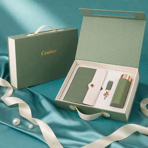 Luxury Promotional Paper Notebook UV Printing Vacuum Bottle Keychain Power Bank Gift <b>Box</b> Set Personalized Graduation Father's CL - Product Image 1