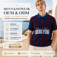 Polo en tricot pour homme, style rétro preppy, rayures verticales ondulées, manches courtes, toucher coton, logo personnalisé OEM