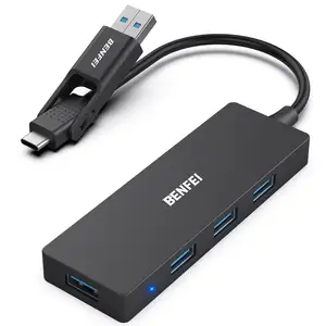 BENFEI USB Type-A/Type-C Hub with 4 USB 3.0 Ports Compatible with iPhone 15 Pro/Max, MacBook Pro/Air 2023, iPad Pro, iMac, S23