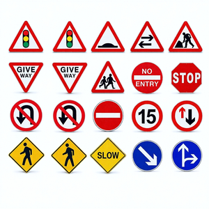 Panneaux de signalisation routière réfléchissants à haute visibilité, norme SASO, double face, arabe et anglais, signalisation d'avertissement routière pour autoroute et rue urbaine - Product Image 1