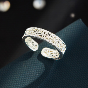 Heart Shaped Openwork Ring Adjustable Silver Tone Jewelry Gift For Women Fashion Index Finger Ring R17251 - Product Image 1