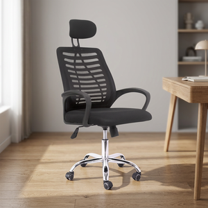 Chaise de bureau ergonomique à dossier haut en maille avec support lombaire, chaise de travail pivotante réglable pour le bureau à domicile - Product Image 5