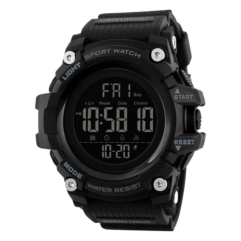 Skmei นาฬิกาข้อมือดิจิทัลสำหรับผู้ชาย, นาฬิกาข้อมือแฟชั่นสายซิลิโคนแนวสปอร์ตสำหรับวิ่งจอแสดงผล1384