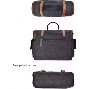 Sac à bandoulière tactique en cuir imperméable BSCI, style vintage, pour appareil photo, avec compartiment pour objectifs - Product Image 4