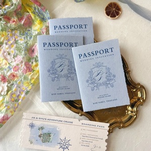 Carte d'invitation de mariage personnalisée en forme de passeport, ensemble plié, design unique, paiement après réception, prix fabricant en gros - Product Image 4