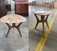 Table basse de luxe en quartz rose biologique moderne, table centrale en bois de noyer noir d'Amérique du Nord de qualité FAS supérieure pour salon