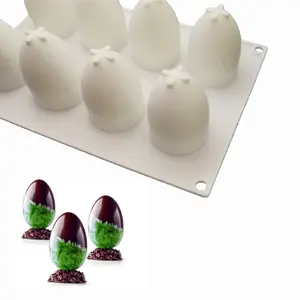 LifeTop 3D Egg Shape 8 cavities Silicone Mousse Cake Molds Easter Egg Chocolate Molds for Cake Decoration