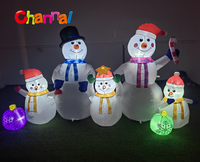 Ensemble de 5 bonhommes de neige gonflables de Noël avec éclairage LED, décoration de jardin, ornement de pelouse extérieur