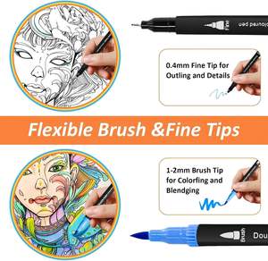 Stylos marqueurs à double <span class=keywords><strong>pointe</strong></span> 24 pièces pour livres de coloriage d'art pour adultes marqueurs colorés en plastique pour calligraphie et peinture - Product Image 3