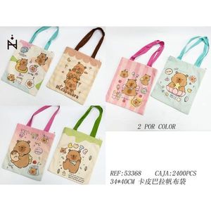 Borsa tote in tela Kapibara 34x40 cm con design simpatico animale per lo shopping delle donne - Product Image 1