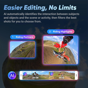 Pour caméra d'action Insta360 X4 4K étanche 360. Caméra panoramique avec stabilisation vidéo 5.7K pour Vlog, voyages, sports, enregistrement vidéo 4K - Product Image 6