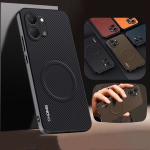 Funda de Lujo con Soporte Magnético para Coche, Textura de Cuero, para Tecno Spark Go 3 4G / KN3, Protección de Lente, Borde Suave - Product Image 1