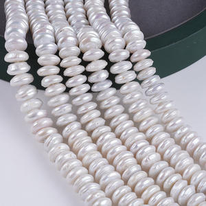 Perles de bouton en perles d'eau douce naturelles de 14-16 mm en gros, perles baroques en chaîne avec trou central, perles en vrac en forme de bouton - Product Image 3