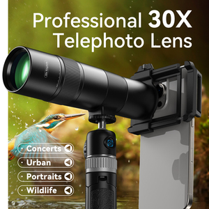 Objectif téléobjectif <span class=keywords><strong>zoom</strong></span> télescopique 30X avec mise au point parfaite, caméra mobile longue portée pour <span class=keywords><strong>iPhone</strong></span> et Android, photographie, verre optique - Product Image 2
