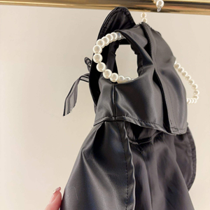 Dog Luxury Dress PU Leather Princess Pet Dress for Small Dogs <b>Cats</b> Crystal Bow Party Wedding <b>Clothes</b> Design Logo Wholesale - Product Image 2