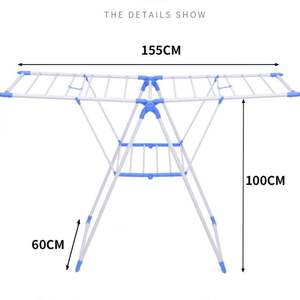 מרפסת חיצונית רב תכליתית, נייר ויבש אנכי מתכתי 19 צינורות כביסה בגדים מתלה ייבוש למכירה - Product Image 2