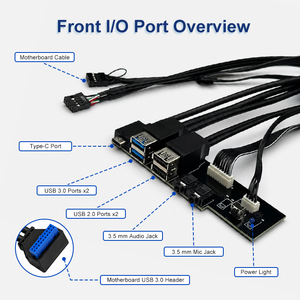 桌面前置面板 USB 组合接口 2.0+3.0+Type-C+Type-A，带电源开关 LED 灯，快速充电 USB C 数据线，4 合 1 数据线 - Product Image 4