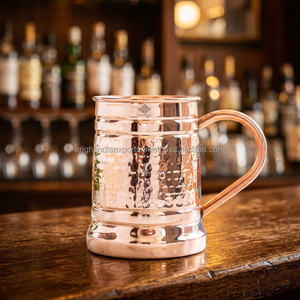 Mug à boire en cuivre authentique, écologique, grande capacité, finition martelée, double paroi, avec poignée, style glamour, vaisselle pour la maison - Product Image 3
