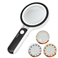 30X Handheld Magnifying Glass with Rechargeable 24 LED Light Cold and Warm Light Adjustable