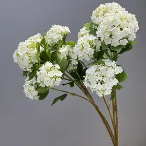 AF13233 Flor de hortensia de seda artificial de alta calidad 3 cabezas para boda Mesa de hogar Flores decorativas
