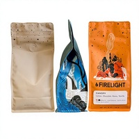 Sac en plastique mat à fond plat avec pochette zippée pour emballage de grains de café 250g, impression par gravure de qualité alimentaire