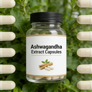 OEM/ODM KSM-66 Özü, Karabiber ve Vitamin B6/D3 İçeren Vegetaryen Kapsül Kabuklu Aşvaganda Kapsülleri - Product Image 1