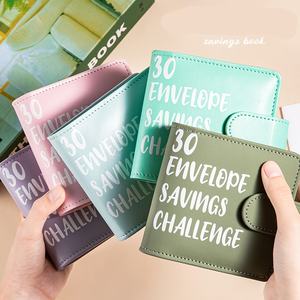 Mini classeur en cuir PU macaron 30 jours économie défi cahier <span class=keywords><strong>agenda</strong></span> avec enveloppes défi économie d'argent fournitures scolaires - Product Image 2