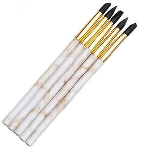 5Pcs Marble Handle Silicone Nail Art Carving Embossing Pen Set Flat <b>Glue</b> Tip for 3D Gel Sculpting - Product Image 1