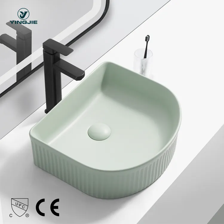 Ada lavabo de salle de bain flûte évier irrégulier lavabo bagno moderno arc bassin de comptoir circulaire fait main