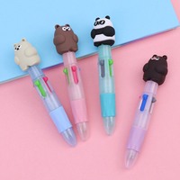 Stylo bille multicolore MONDOF, mini, créatif, thème dessin animé PVC, 0,7 mm, 4 couleurs, avec grip en caoutchouc souple TPR