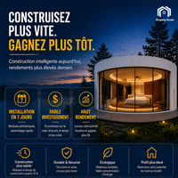 Maisons de luxe ignifuges en structure LGS, maisons préfabriquées de haute qualité, maison modulaire moderne en verre, mini-maison pour projets hôteliers et complexes de villégiature en plein air