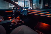 Lumière ambiante dynamique RGB 12V pour Tesla Model 3/Y 2021-2023, bande LED intérieure en fibre de carbone électro-plaquée gravée au laser, arc-en-ciel
