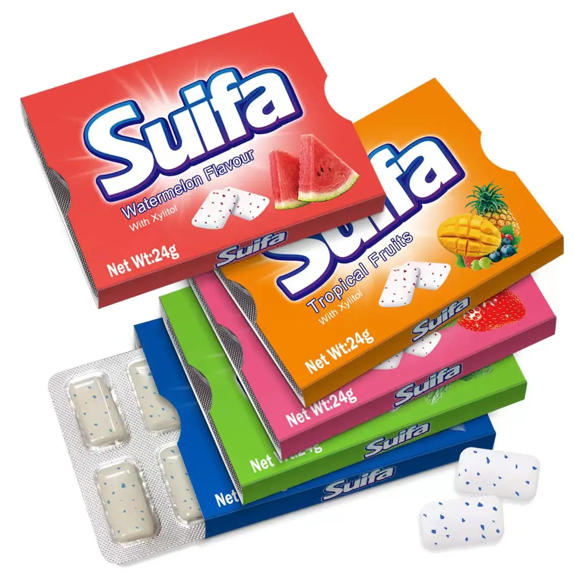 Marque privée Fruit Menthe Saveur Blister Emballage Tablette Halal Xylitol Chewing Gum