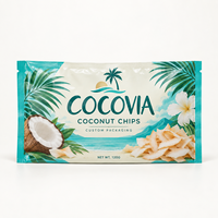 Sachet d'emballage personnalisé pour chips de noix de coco, pochette alimentaire plate pour fruits secs avec thermoscellage et impression de marque privée