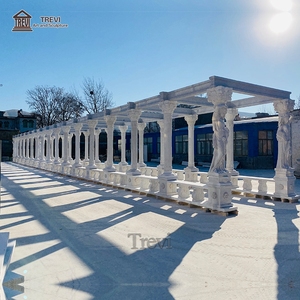 ศาลาทรงสี่เหลี่ยมเสาหินอ่อนรูปปั้นขนาดใหญ่สีขาว - Product Image 3