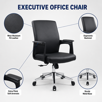 Silla de Oficina de Cuero PU a Precio de Mayoreo para Uso en Oficina y Hogar, Silla Ejecutiva Giratoria con Altura Ajustable