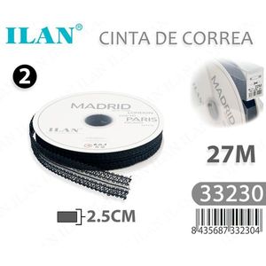 Nastro Tessuto ILAN 2.5Cm 27M Nero per Cinture e Accessori - Product Image 3