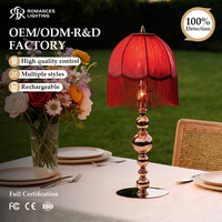 Nouvelle lampe à pampilles en tissu au design vintage, support en métal doré, lampe LED pour mariage, centre de table pour accessoires de mariage