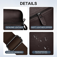 (Tas Selempang Pria Besar), Tas Selempang Kecil Kulit Asli untuk Kerja, Bisnis, dan Perjalanan, Tas Samping Hitam
