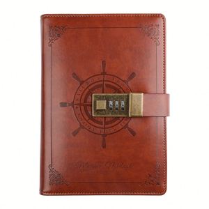 Diario Secreto Vintage B6 de Cuero PU con Tapa Dura, 100 Hojas, con Candado de Combinación Digital, Recargable - Product Image 1