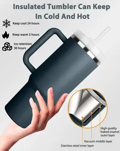 Modern Insulated Coffee Cup To Keep Warm Or Cold Car Bottle Stainless Steel Thermos Mug Cup With Lid And Straw
